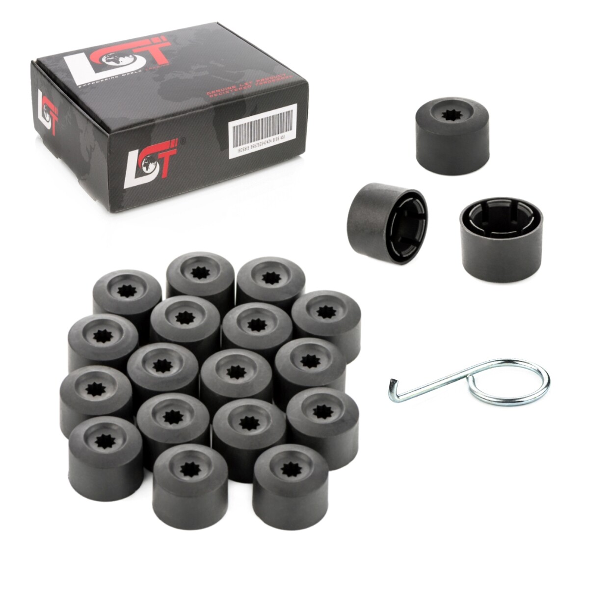 20X Wheel Bolts Hex Caps Theft Resistant 17Mm Black For Lancia