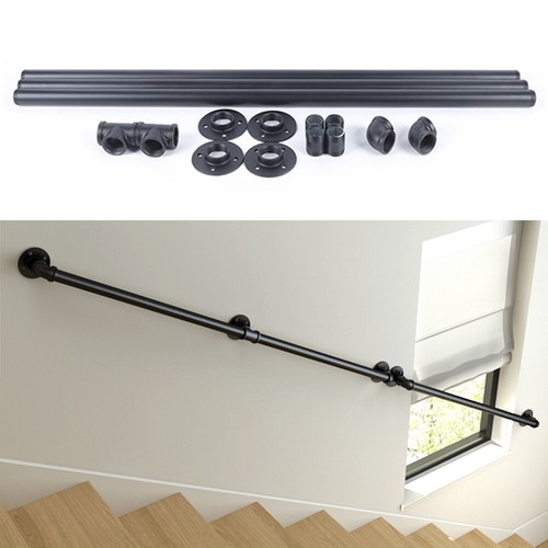 10FT Iron Handrail for Steps Stair Railing Hand Rail Kit Black Outdoor Indoor US - 第 3/19 張圖片