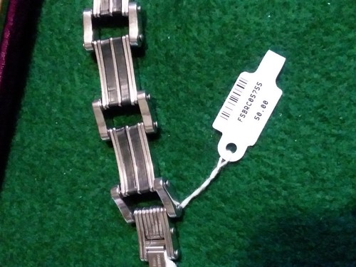 Stainless Steel and Black Rubber Bracelet 8" Long - Picture 8 of 20