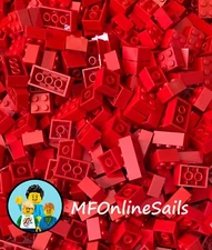100 Red LEGO Basic Bricks 2x2 2x3 2x4 - Random Basic Bulk Lot