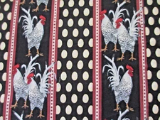 Rooster Chicken Coop Eggs Cotton Fabric Patty Reed 2008   22" by 42" Wide