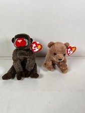 2 x TY Beanie Babies - Cheeks the Baboon & Pecan the Bear