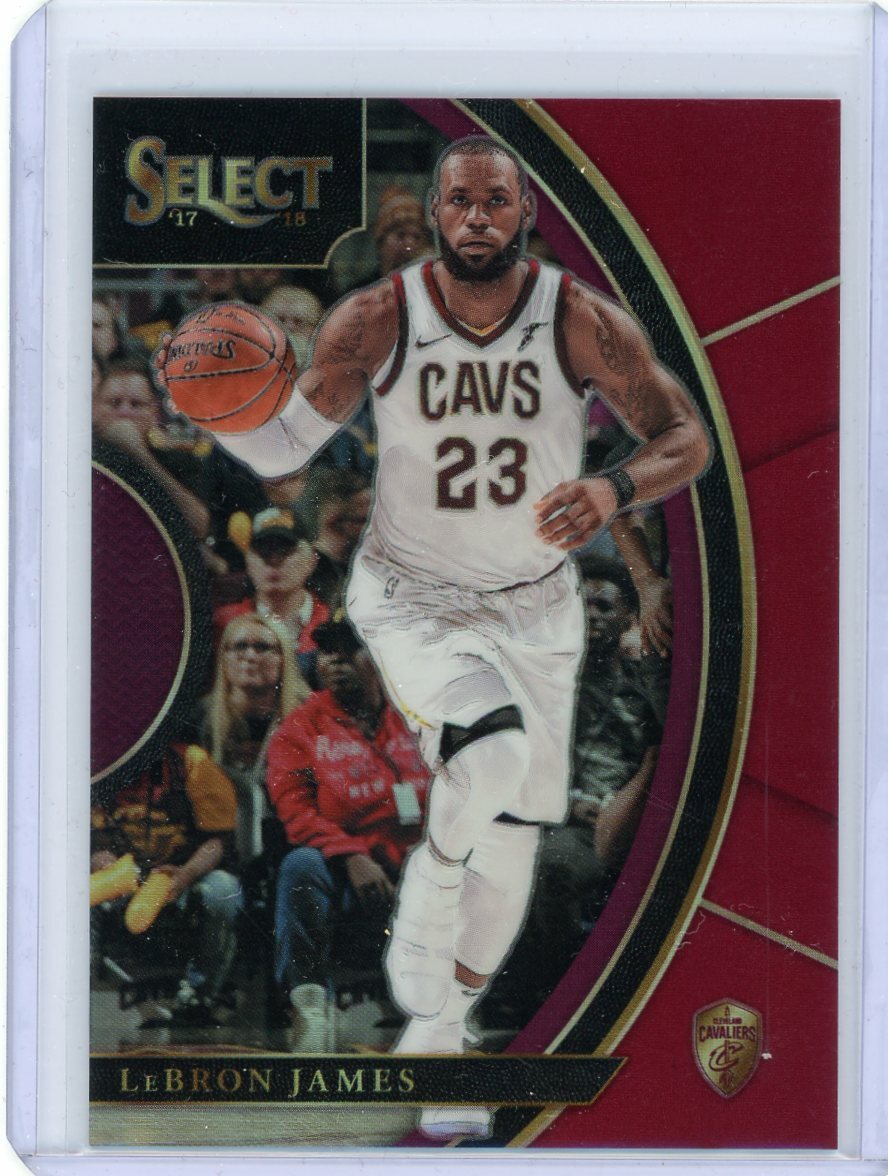 2017-18 Panini Select Basketball Concourse Red Prizm #18 LeBron James #033/199