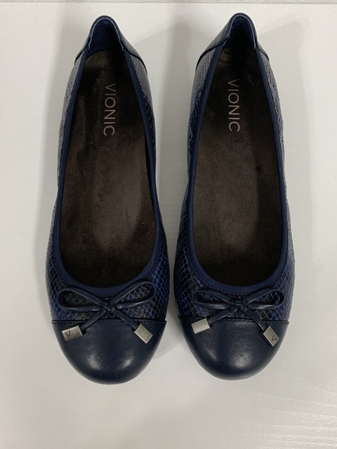 Vionic Navy Snake Spark Minna Ballet Flat 7.5 Wide | eBay