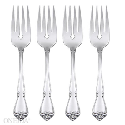 SET OF FOUR - Oneida Stainless TRUE ROSE Salad Forks / NEW OTHER