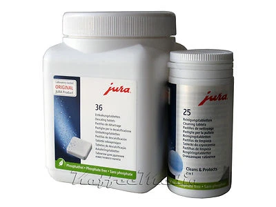 JURA Set 25 x 3-Phasen Reinigungstabletten 25045 + 36 Entkalkungstabletten 70751