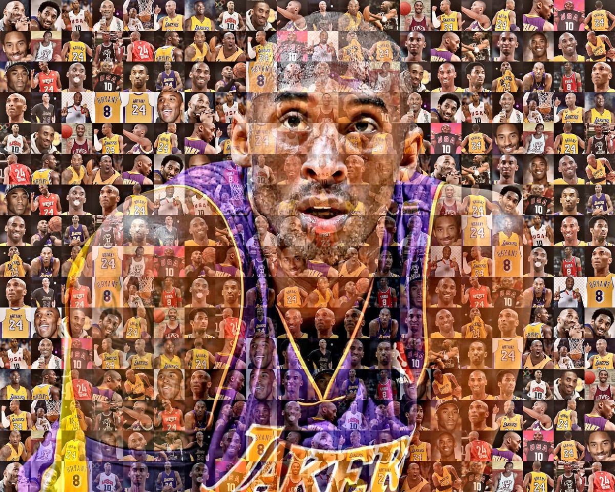 Kobe Bryant Photo Mosaic Print 50 different images of Kobe, the LA