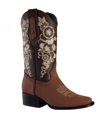 Bota Vaquera de Mujer Women's Western Rodeo Square Toe Cowgirl Boots Leather #22