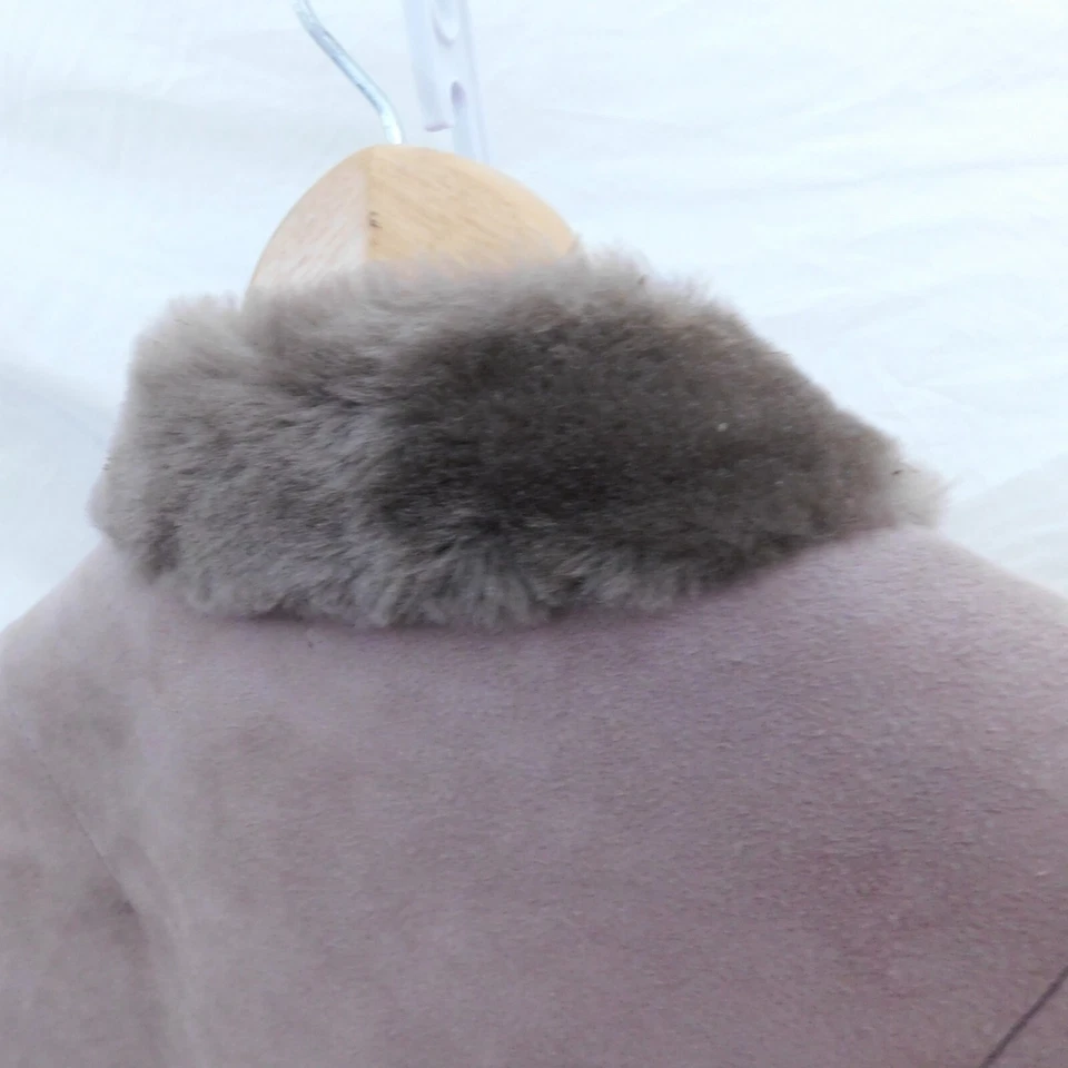 Abrigo largo beige forrado de piel de oveja talla 10 Sawyer Of Napa de colección para mujer Foto 4 de 4