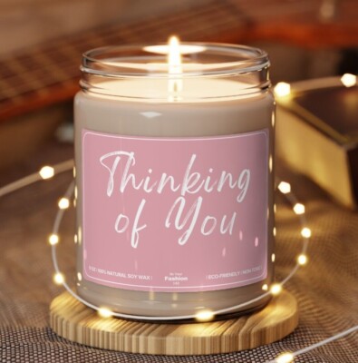 Thinking of You 9oz Pink Soy Candle Gift for Wife, Husband, Friends or Family