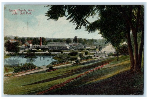 1911 John Ball Park Pond Swan Scene Grand Rapids Michigan MI Posted Postcard - 第 1/2 張圖片