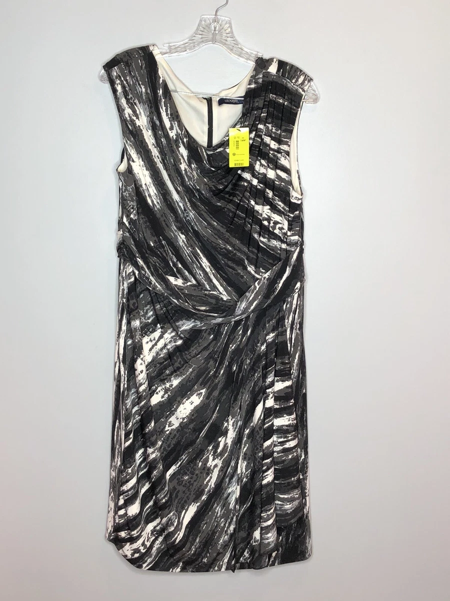 Eloquii Sleeveless Cowl Neck Dress Black White Water Color Size