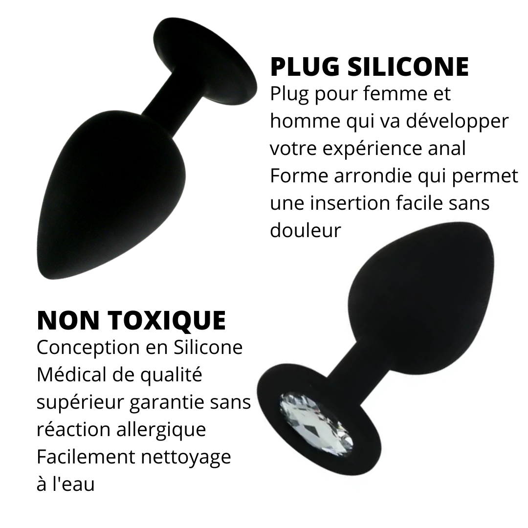 Plug Anal Chromé Avec Bijou Cœur Rose - Sex Toy - Livré Avec Sac En Velours - Neuf