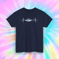 Tuna Fishing Heartbeat Shirt | Fish Lover Graphic Tee S-5XL | Angler Gift Idea