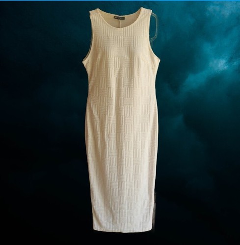 SHEIN Womens Sheath Maxi Dress Sleeveless Side Zip Ivory Size L - Picture 8 of 10