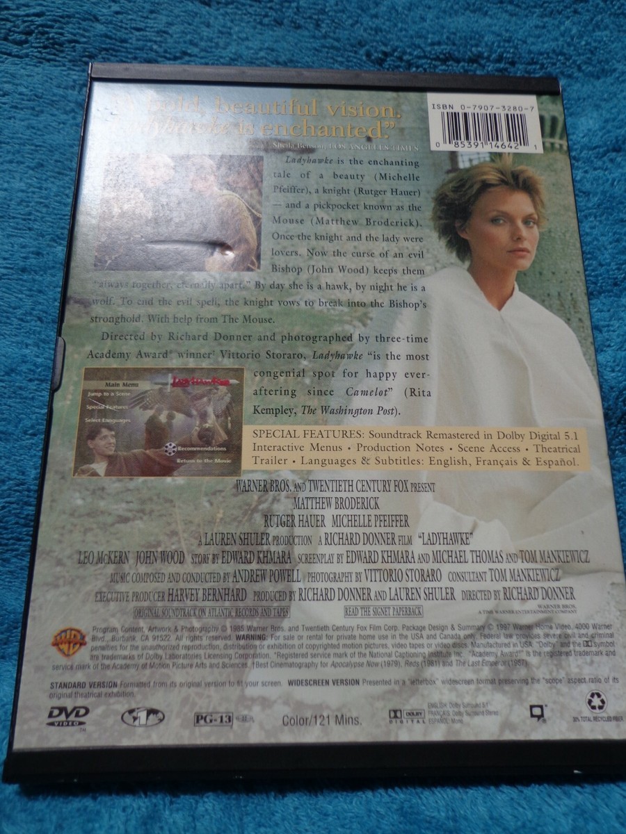 Ladyhawke 1985 DVD Matthew Broderick-Michelle Pfeiffer-Rutger
