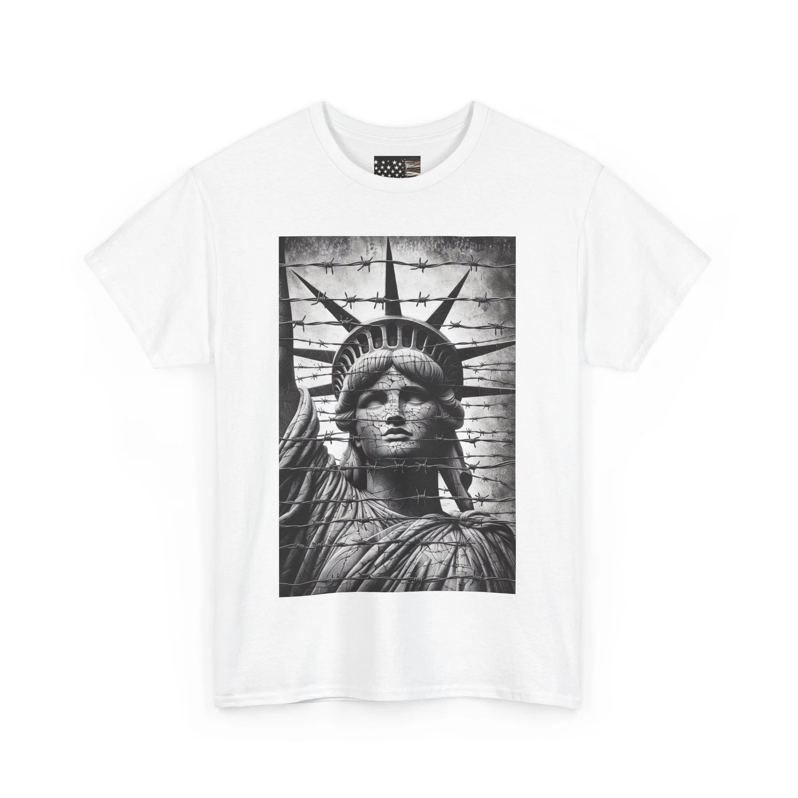 Unisex Heavy Cotton Tee crying statue of Liberty in America original t-shirt art
Opens in a new wind