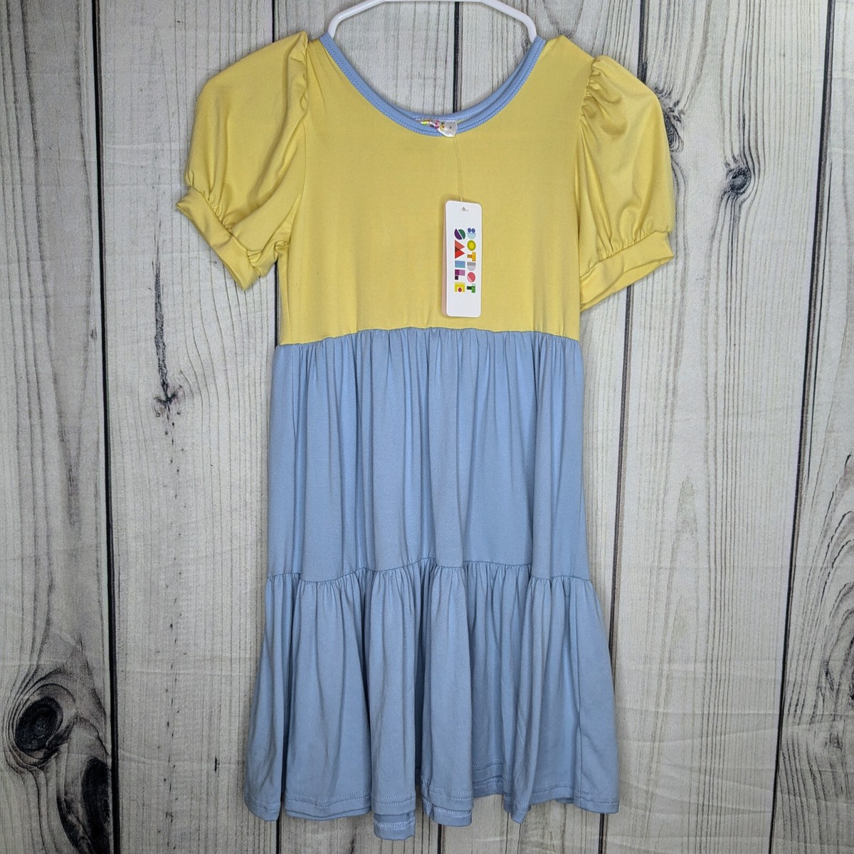 Dot Dot Smile Size 7 Girls Colorblock Pastel Blue Yellow Tier Dress NWT |  eBay