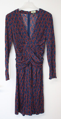 ISSA Kleid dress blue blau red rot Seide silk UK 8   US 4 -Neupreis 399  
