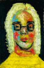 Blonde Woman Portrait Painting Expressive Original Naive Art Miz Katie
