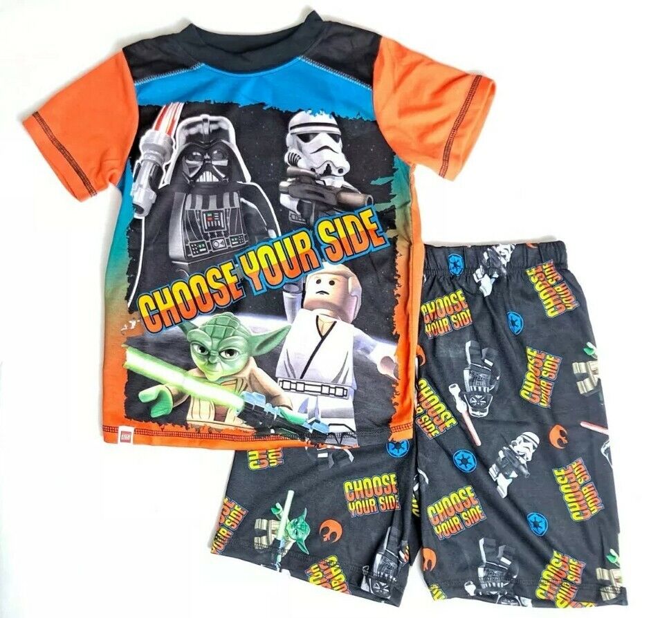 LEGO Star Wars Boys 2 pc Pajama Set Shirt/shorts Orange, black top NWT sz  4/5, 8