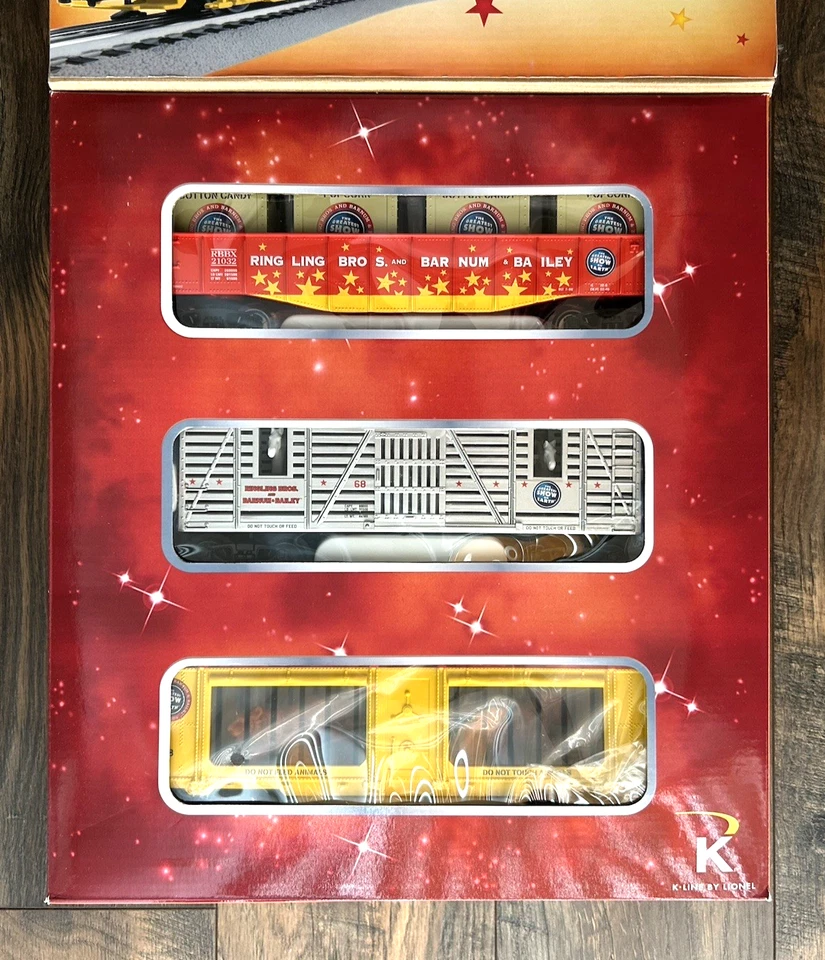 K-LINE RINGLING BROS CIRCUS EXPANSION PACK #6-22126 3 CARS + TRACK NEW IN BOX - Image 2 of 4