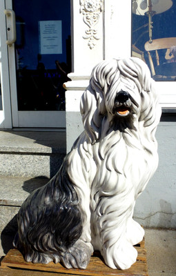 Große Bobtail Hundefigur 60cm Vintage Italien Paradiso Ceramics Vintage