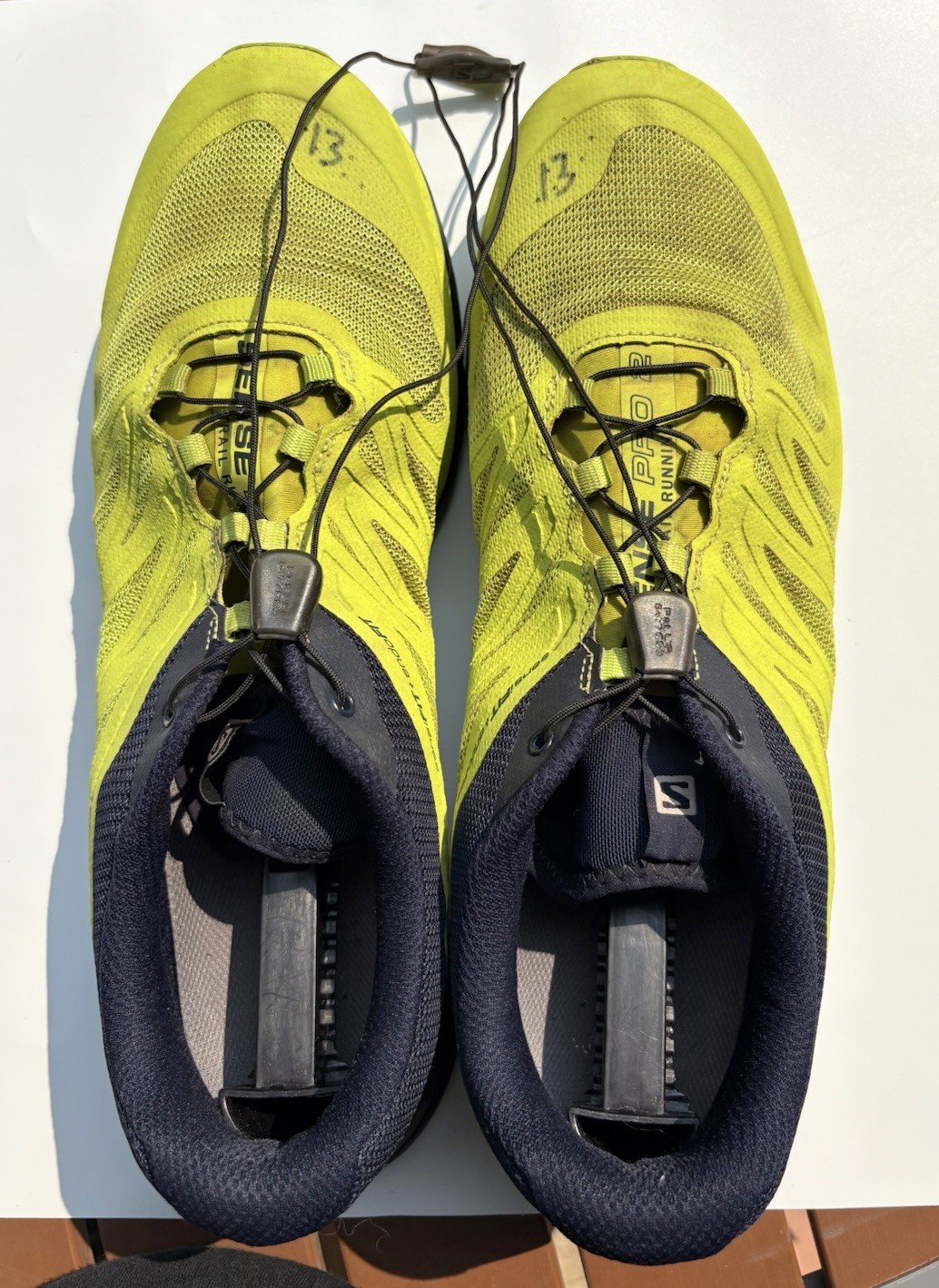 Scarpe sneakers trail running Salomon Sense Ride uomo taglia 13 verde giallo nero