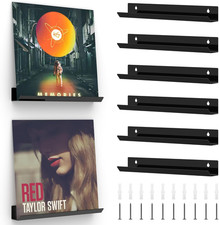Vinyl Record Wall Mount, 12 Inch Black Acrylic Record Shelf, 6 Pack Vinyl Record