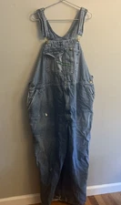 Men's Key Denim Bib Overalls 46x28 Vintage 1990's Workwear, Blue
