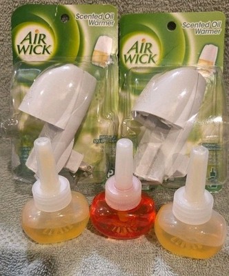Air Wick plug in Scented Oil Warmer, White, 2 Count, Essential Oils, 3 Refills