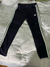 adidas Women's Track Pants NavyBlue/MintBlue Polyester 3-Stripes Elastic Waist M