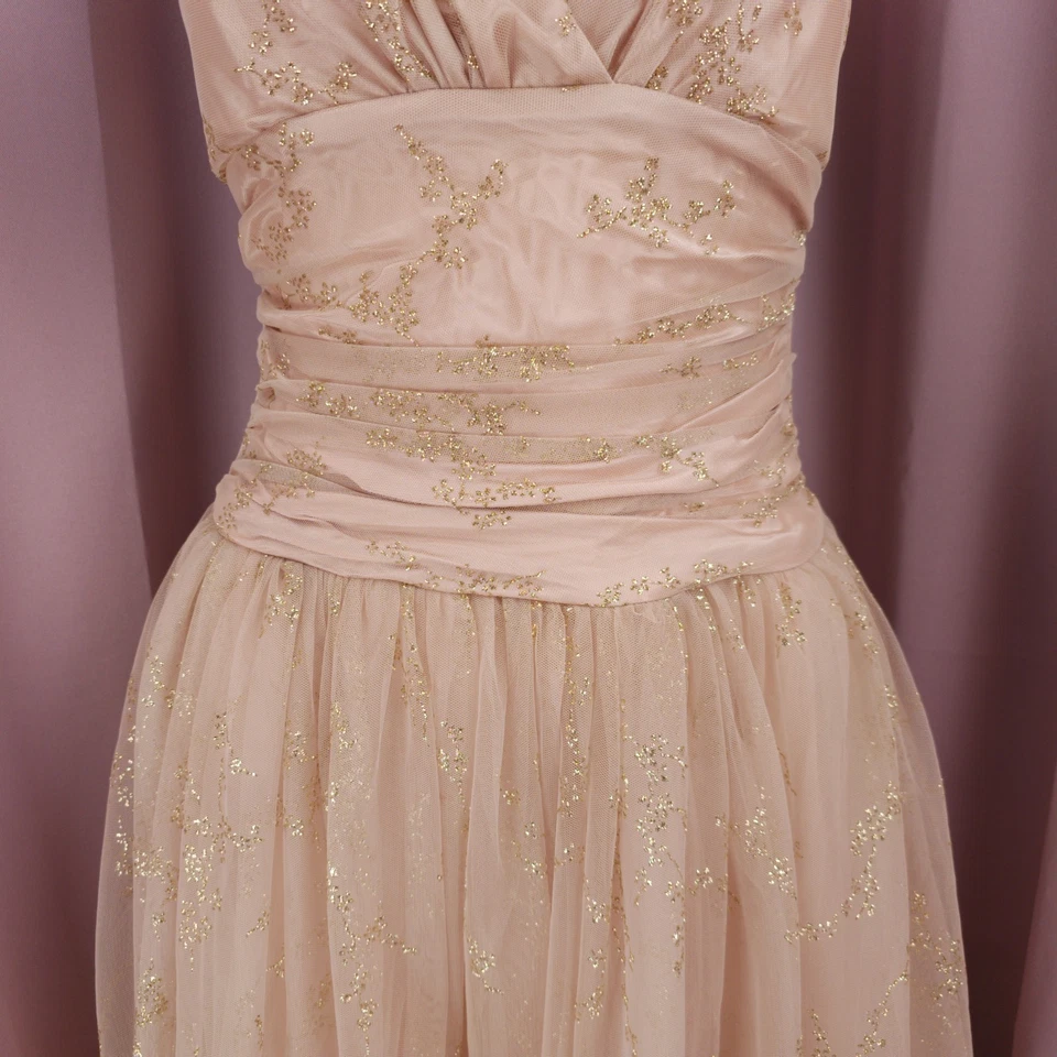 Vestido de baile rosa brillante años 90 Y2K Jessica McClintock Gunne Sax para mujer 6 Foto 4 de 4