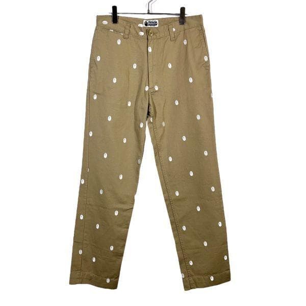 A Bathing Ape BAPE Ape Head Stitched Cotton Chino Pants Beige M W79cm BA0226211