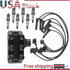 Ignition Coil & 6 Spark plug & 6 wire For 1991-2010 Ford Explorer V6 4.0L