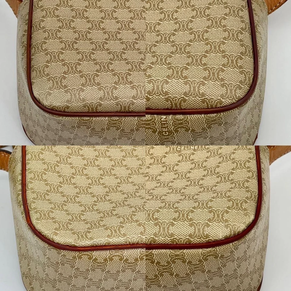 CELINE Macadam Pattern Gancini Crossbody Shoulder Bag White PVC Authentic - Image 3 of 4