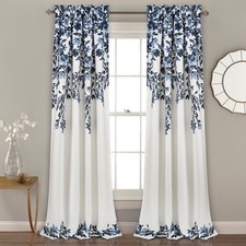 Tanisha Curtains - Light Filtering Window Panel Set, Pair - Floral Vine Print...