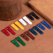 Curved Genuine Leather Watch Strap Mens Crocodile Grain Wristband 20mm for Rolex