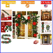 9ft Pre-lit Christmas Garland with 50 LED Lights for Indoor Outdoor Decor