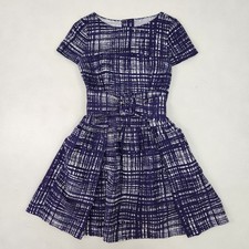 PRADA Dress Flared 100 Silk Belted All Over Pattern Purple Size 42 W4413