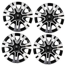 Hubcap Wheel Cover Replacement Kit 12" Hub Caps Wheel 12 inch Black with Silver