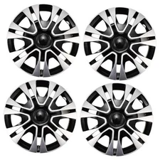 Hubcap Wheel Cover Replacement Kit 12" Hub Caps Wheel 12 inch Black with Silver
