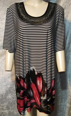 GRACIA BY NR 1 WEISS SCHWARZ FEINE TUNIKA SHIRT Gr. 48 50