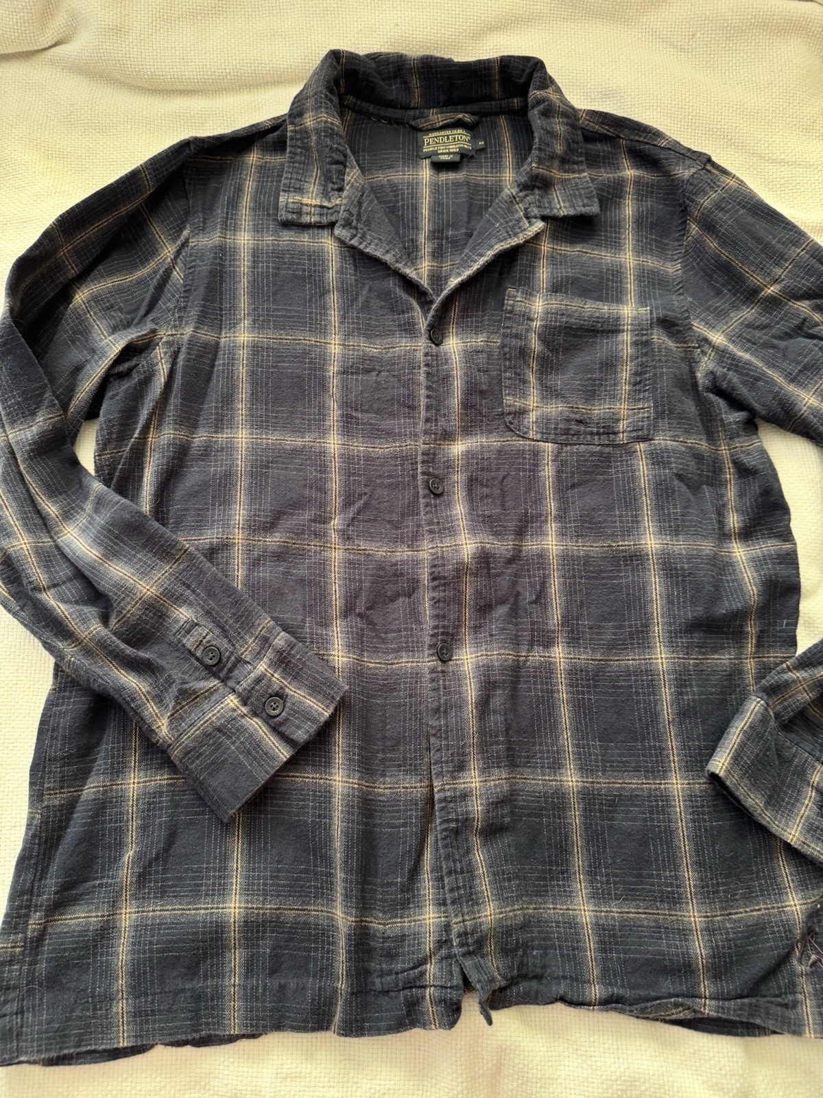 Pendleton Button Down Shirt Blue Plaid Shirt Size… - image 1