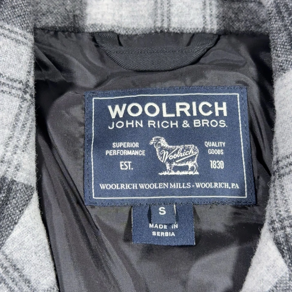Woolrich John Rich & Bros Men's Wool Heavy Shirt Jacket Plaid Officer Rare - Image 4 of 4