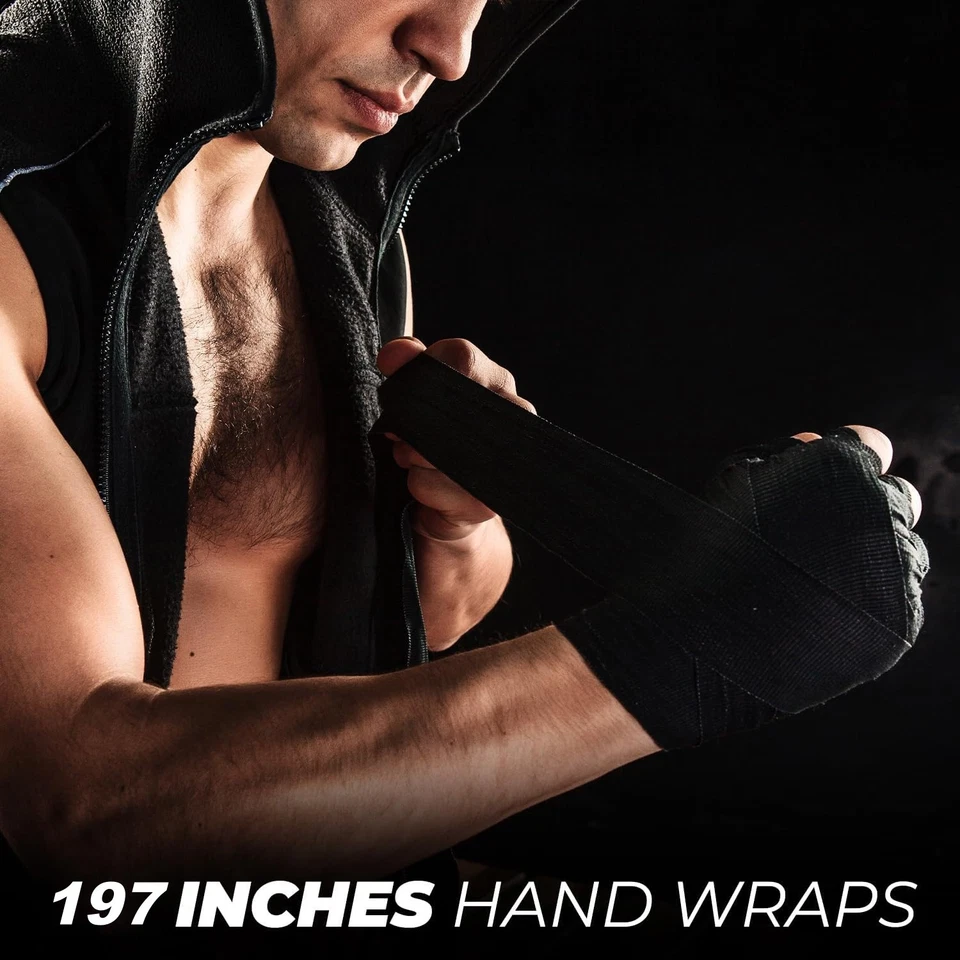 197'' Hand Wraps for Boxing Muay Thai MMA Elastic Bandages for Men & Women -Pair - Image 4 of 4