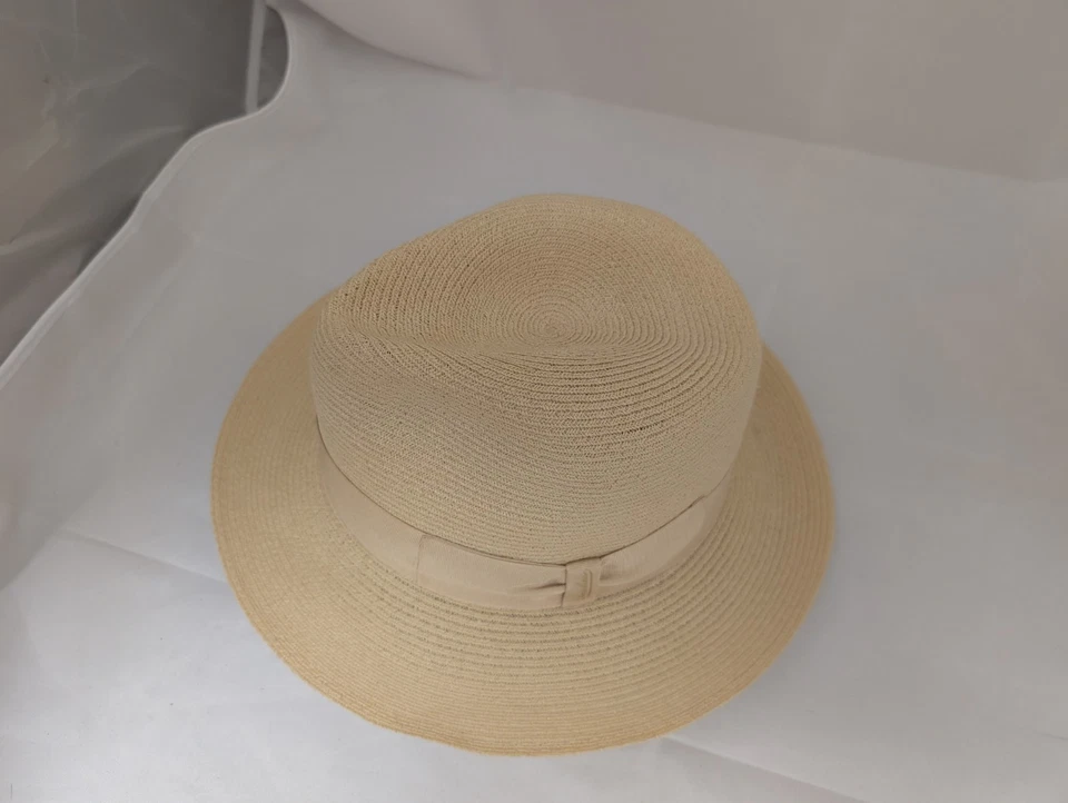 Borsalino Beige Cáñamo Fedora con Banda Beige Sombrero - Talla 56 (US 7) - Usado Foto 2 de 4