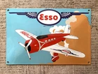 VINTAGE 12x8" DOME ESSO AVIATION PLANE GASOLINE OIL PUMP STATION PORCELAIN SIGN