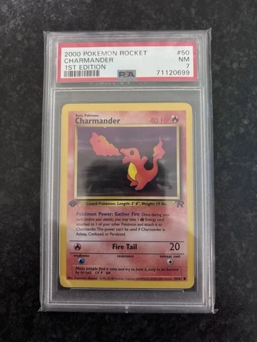 Pokémon TCG Team Rocket Charmander 1st Edition Card 50/82 WOTC Vintage PSA 7 NM