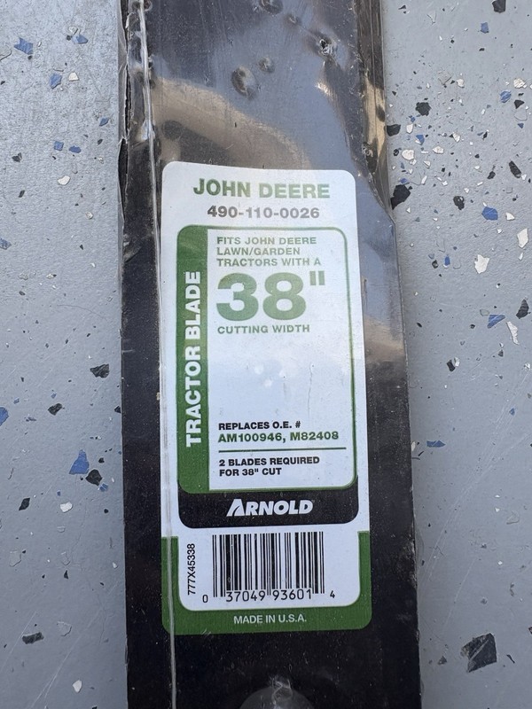 Original Brand New John Deer 38 Inch Lawn Mower Blade. Model. 490-110-0026